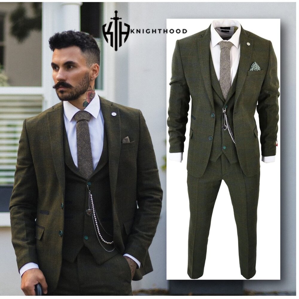 KNIGHTHOOD Three-Piece Wool Tweed Dapper Suit 𝐍𝐄𝐖 𝐖𝐈𝐓𝐇 𝐓𝐀𝐆𝐒!!!
